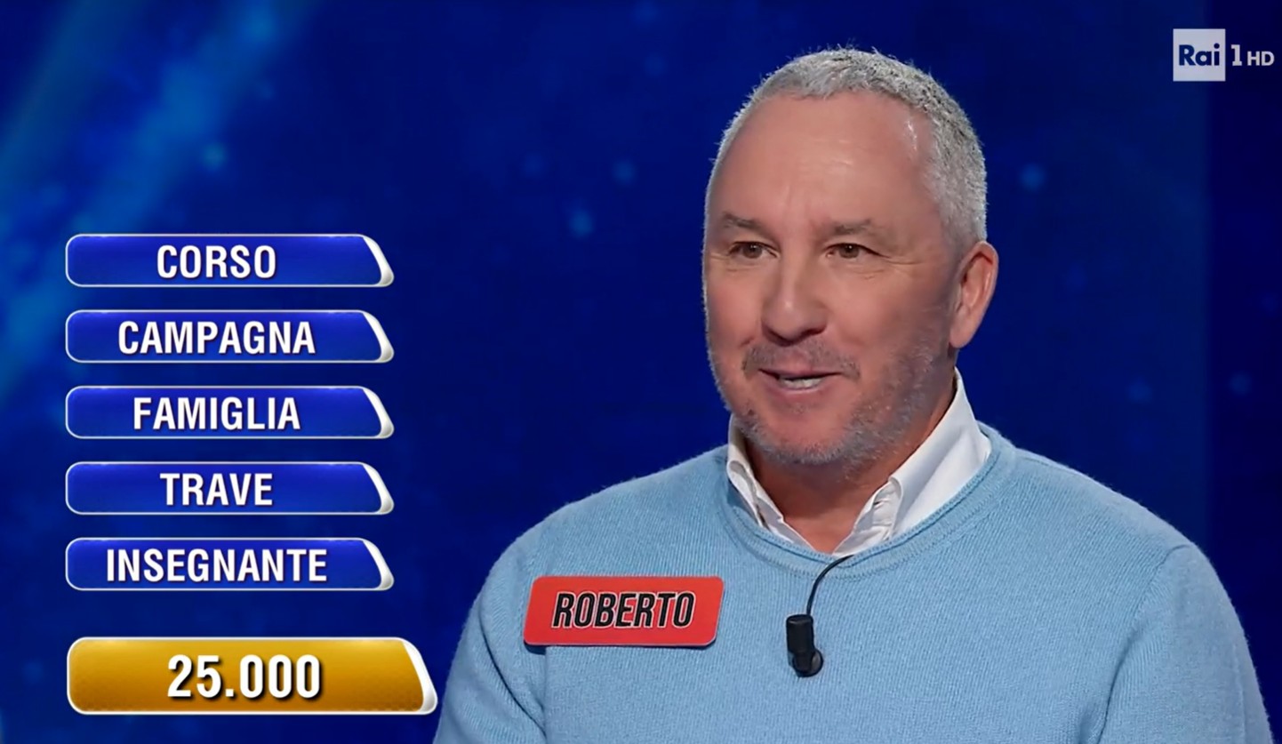 Video l’Eredità 22 febbraio 2025: Roberto vince 25.000 euro